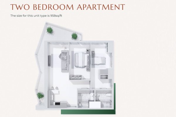 Меблированные апартаменты с 2 спальнями и мебелью в Golf Views Seven City