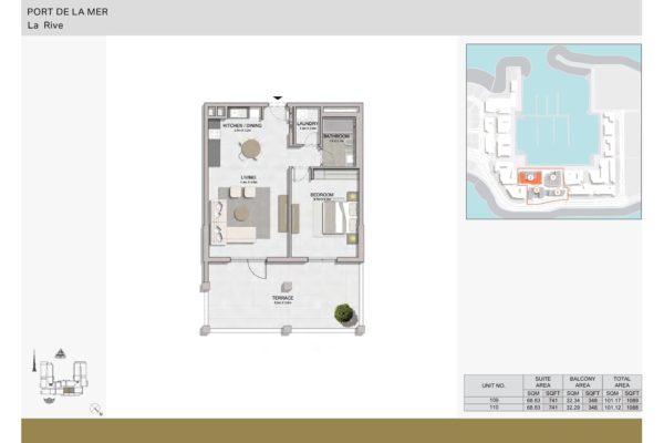 Апартаменты La Rive с 1 спальнями на берегу моря в Port de La Mer | Jumeirah