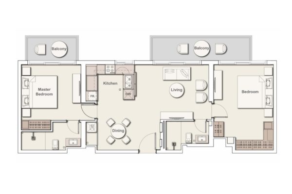 Апартаменты с 2 спальнями и гостиной в новом центре Дубая — Belgravia 3 | Дубай